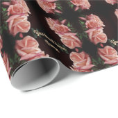 Peach Roos Trio Floral gepersonaliseerd Cadeaupapier (Rol Hoek)