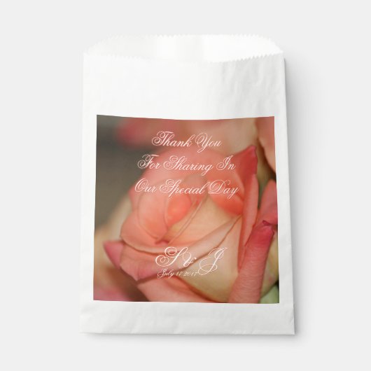 Peach Roos Wedding Favor Bag Bedankzakje (Voorkant)