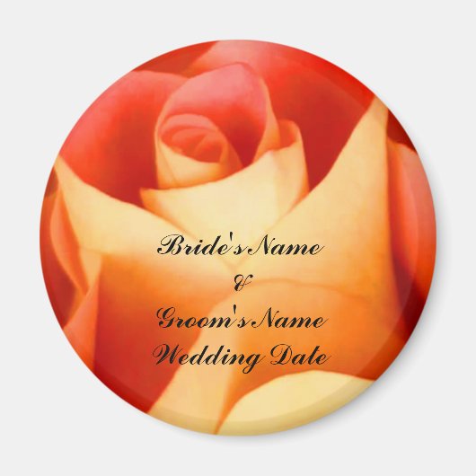 Peach Roos Wedding Favor Magnet Sjabloon (Voorkant)