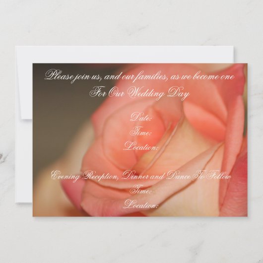 Peach Roos Wedding Invitation to personalize Kaart (Achterkant)