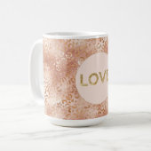 Peach Roos White Leopard Print Gold Love Koffiemok (Voorkant links)