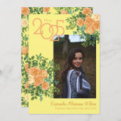 Peach Roos Yellow Photo Afstuderen Notice Kaart (Voorkant / Achterkant)