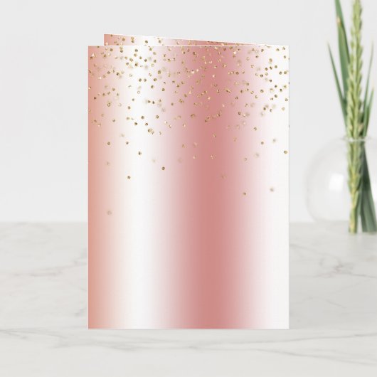 Peach Rose Birch Trees Gold Glitter Christmas Kaart (Achterkant)
