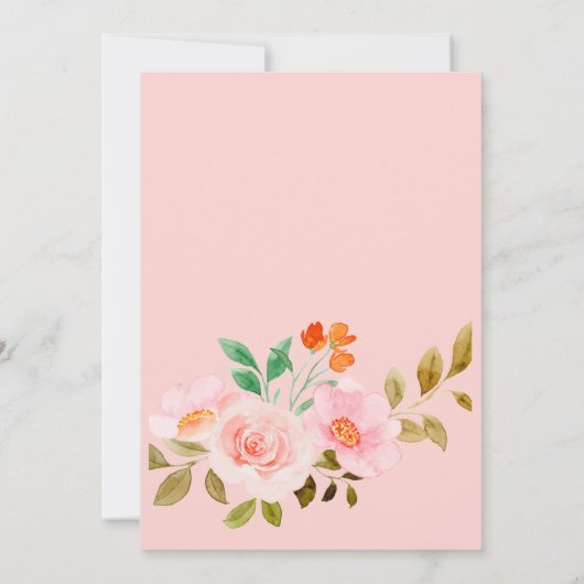 Peach Rose Floral Wedding Invitation Kaart (Achterkant)