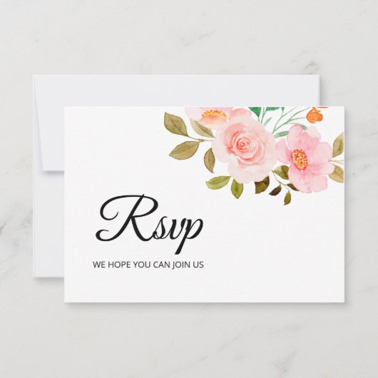 Peach Rose Floral Wedding RSVP Card (Achterkant)