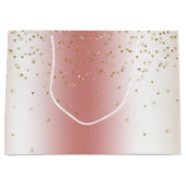 Peach Rose Ombre Gold Bokeh Glitter Christmas Groot Cadeauzakje (Voorkant)