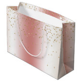 Peach Rose Ombre Gold Bokeh Glitter Christmas Groot Cadeauzakje (Achterkant Gekanteld)