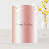 Peach Rose Ombre Gold Bokeh Glitter Christmas Kaart (Gele Bloem)