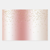 Peach Rose Ombre Gold Glitter Confetti Christmas Inpakpapier Vel (Voorkant 3)