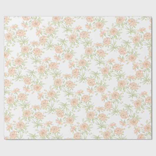 Peach Rose Wedding Cadeaupapier (Vlak)