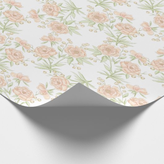 Peach Rose Wedding Cadeaupapier (Hoek)