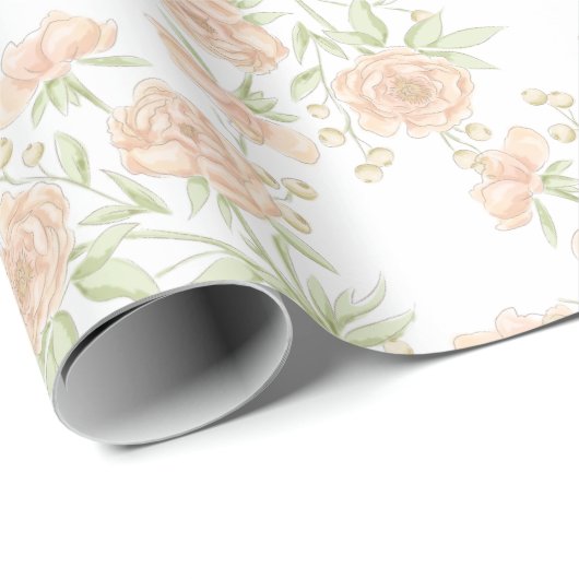 Peach Rose Wedding Cadeaupapier (Rol Hoek)