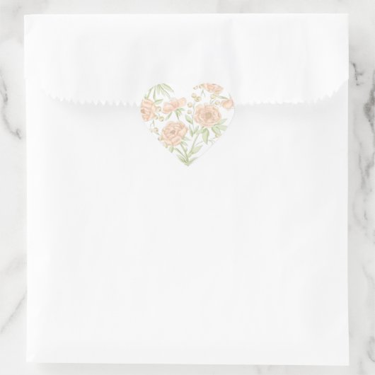 Peach Rose Wedding Hart Sticker (Tas)