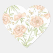 Peach Rose Wedding Hart Sticker (Voorkant)