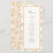 Peach Rose Wedding Menus Menu (Voorkant / Achterkant)