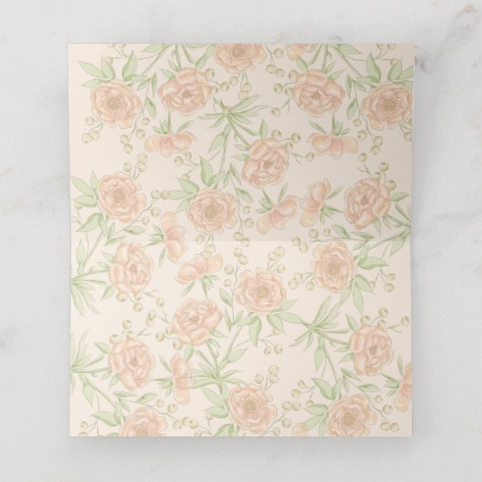 Peach Rose Wedding Plaatskaartje (Binnenkant ongevouwen)