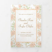 Peach Rose Wedding Programs Drieluik Programma (Cover)