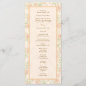 Peach Rose Wedding Programs Menu (Achterkant)