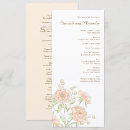 Peach Rose Wedding Programs Menu