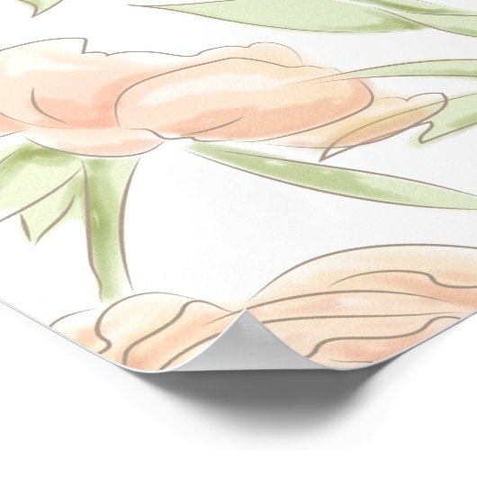 Peach Rose Wedding Seating Chart Poster (Hoek)