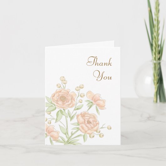 Peach Rose Wedding Thank You Cards (Voorkant)