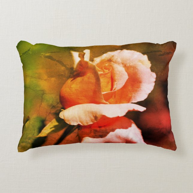 Peach rosebud Flower Close Abstract Accent Kussen (Voorkant)