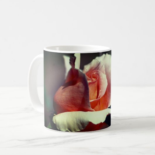 Peach Rosebud Flower Personalized Koffiemok (Voorkant links)