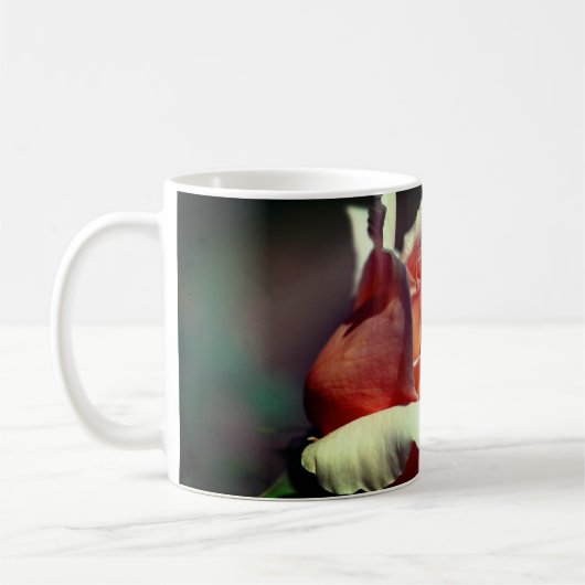 Peach Rosebud Flower Personalized Koffiemok (Links)