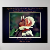 Peach Rosebud gepersonaliseerde bruiloft cadeau Poster (Voorkant)