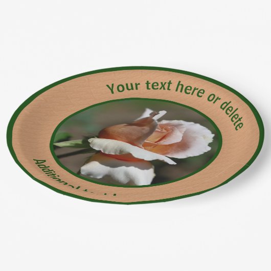 Peach Rosebud Gepersonaliseerde Partij Papieren Bordje (Gekanteld)