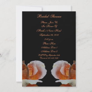 Peach Rosebuds Black Floral Vrijgezellenfeest Invi Kaart