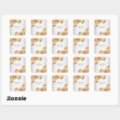 Peach Roses Floral Silver Glitter Wedding Party Vierkante Sticker (Vel)