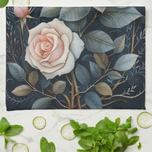 Peach Roses                                   Theedoek (Gevouwen)