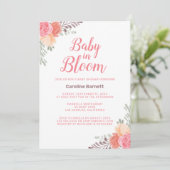 Peach roze Baby in Bloom Baby shower Kaart (Staand voorkant)