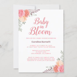 Peach roze Baby in Bloom Baby shower Kaart