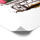 Peach roze bloemen in White Wheel Barrel Greenergy Poster (Hoek)