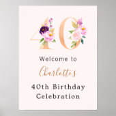 Peach roze bloemstukken nummer 40e verjaardag welk poster (Voorkant)