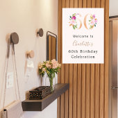 Peach roze bloemstukken nummer 60e verjaardag welk poster