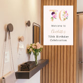 Peach roze bloemstukken nummer 70e verjaardag welk poster