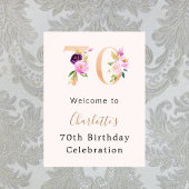 Peach roze bloemstukken nummer 70e verjaardag welk poster