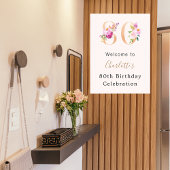 Peach roze bloemstukken nummer 80e verjaardag welk poster