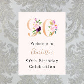 Peach roze bloemstukken nummer 90e verjaardag welk poster