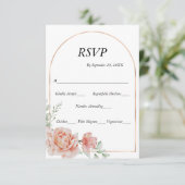 Peach roze Blush Arch Border Wedding RSVP Kaart (Staand voorkant)