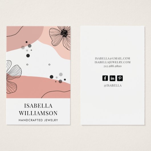 Peach roze Blush Flower Sketch Display Kaart (Voorkant /achterkant)