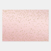 Peach roze Blush Gold Glitz Confetti Sparkle Heart Inpakpapier Vel (Voorkant 3)