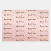 Peach roze Blush Gold Glitz Confetti Sparkle Heart Inpakpapier Vel (Voorkant 2)