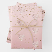 Peach roze Blush Gold Glitz Confetti Sparkle Heart Inpakpapier Vel (In situ)