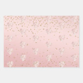 Peach roze Blush Gold Glitz Confetti Sparkle Heart Inpakpapier Vel (Voorkant)