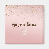 Peach roze Blush Gold Glitz Confetti Sparkle Heart Magneet (Voorkant)
