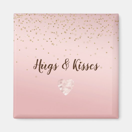 Peach roze Blush Gold Glitz Confetti Sparkle Heart Magneet (Voorkant)